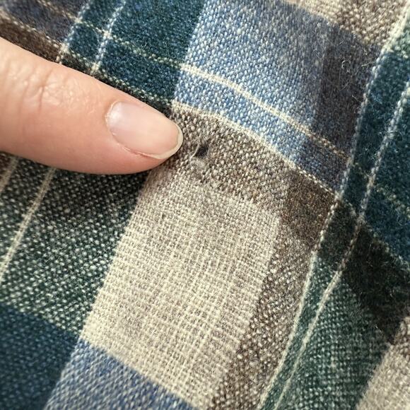 Vintage Pendleton Board Shirt Men Lg Blue Brown Wool Loop Collar Flannel 60s - Picture 10 of 14